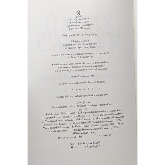 JIMMY CARTER - Our Endangered Values America's Moral Crisis - HB with DJ - Picture 4 of 7